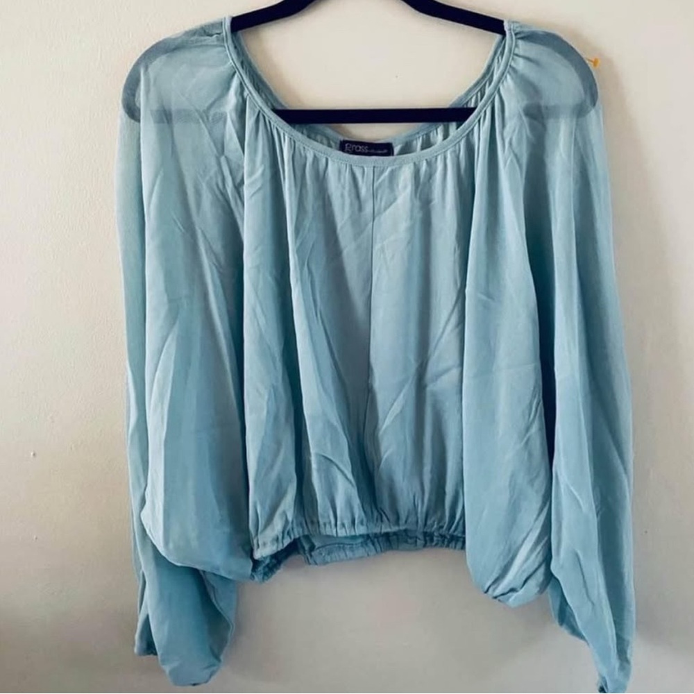 NWT Grass Collection Women's Blue Top open back size XL